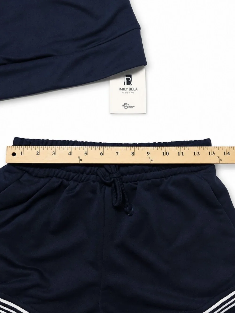 Imily Bela Navy Blue Ruffle Half Zip Top Shorts 2 Piece Set Size Small NWT